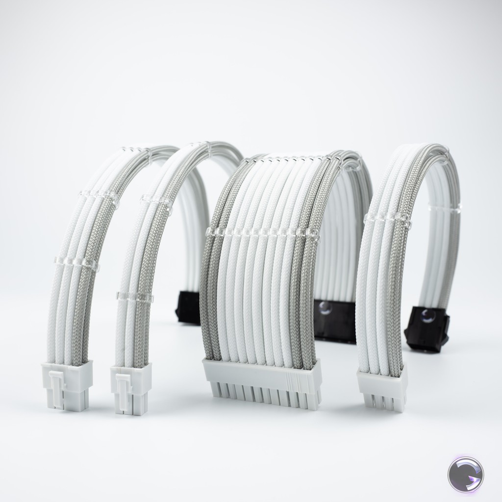 สายถักแต่งคอม [สีเทาอ่อน-ขาว] [ExtensionSleeveCables] [รับประกัน 1 ปี]