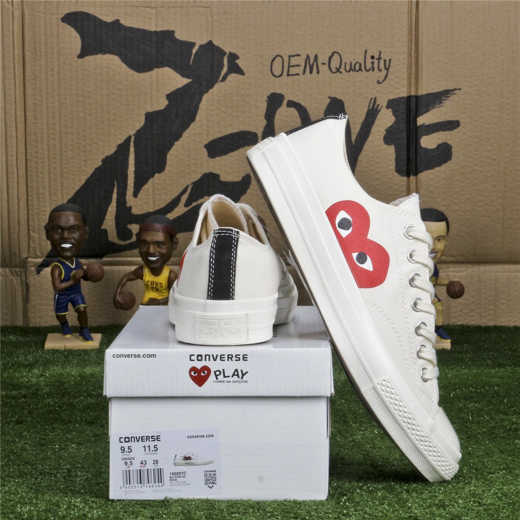 Play Comme des Garçons Converse Red Heart Chuck Taylor All Star '70 Low  For Women Men White
