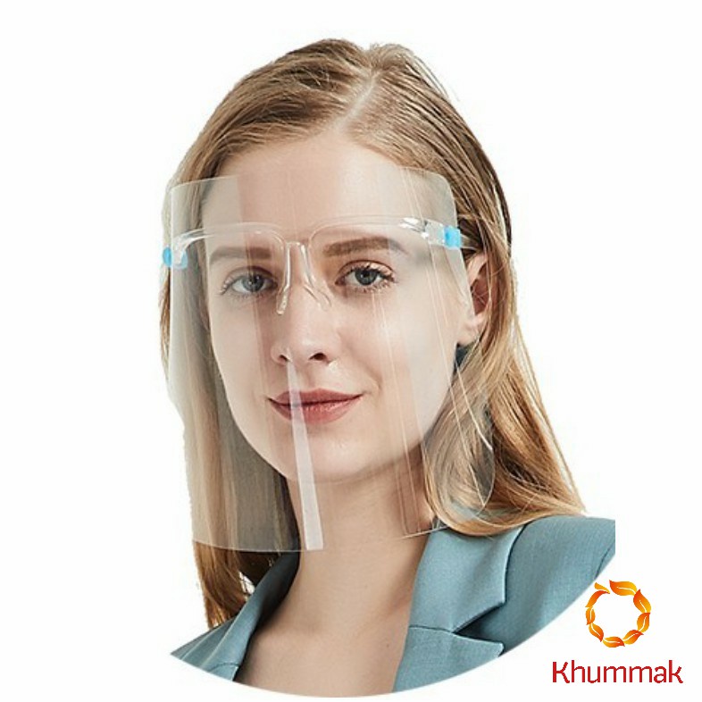 Khummak เฟสชิว หน้ากากคลุมหน้า ช่วยป้องกันละอองฝอย หน้ากากใส หน้ากากกันน้ำลาย แบบติดกับแว่น พร้อมส่ง Face shield