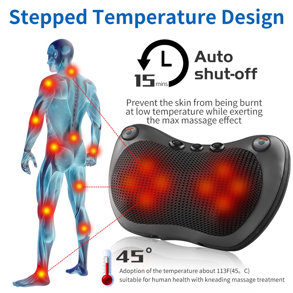 Relaxation Massage Pillow Vibrator Electric Neck Shoulder Back Heating Kneading Infrared Therapy 1828