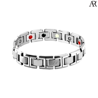 ANGELINO RUFOLO Healthy Magnetic Bracelet ดีไซน์ Signature Chain สร้อยข้อมือแม่เหล็ก Stainless Steel 316L(สแตนเลส)สีเงิน