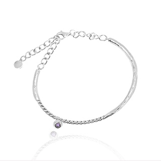 Aevari Midday Violet Dew Bangle Sterling Silver 925 and Light Amethyst CZ (Cabochon)