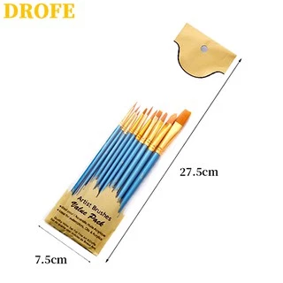 DROFE แปรงไนล่อน Gouache พู่กันสีน้ำอะคริลิค สำหรับเพ้นท์ตามจำนวน (แพ็ค 10 ชิ้น/แพ็ค 6)