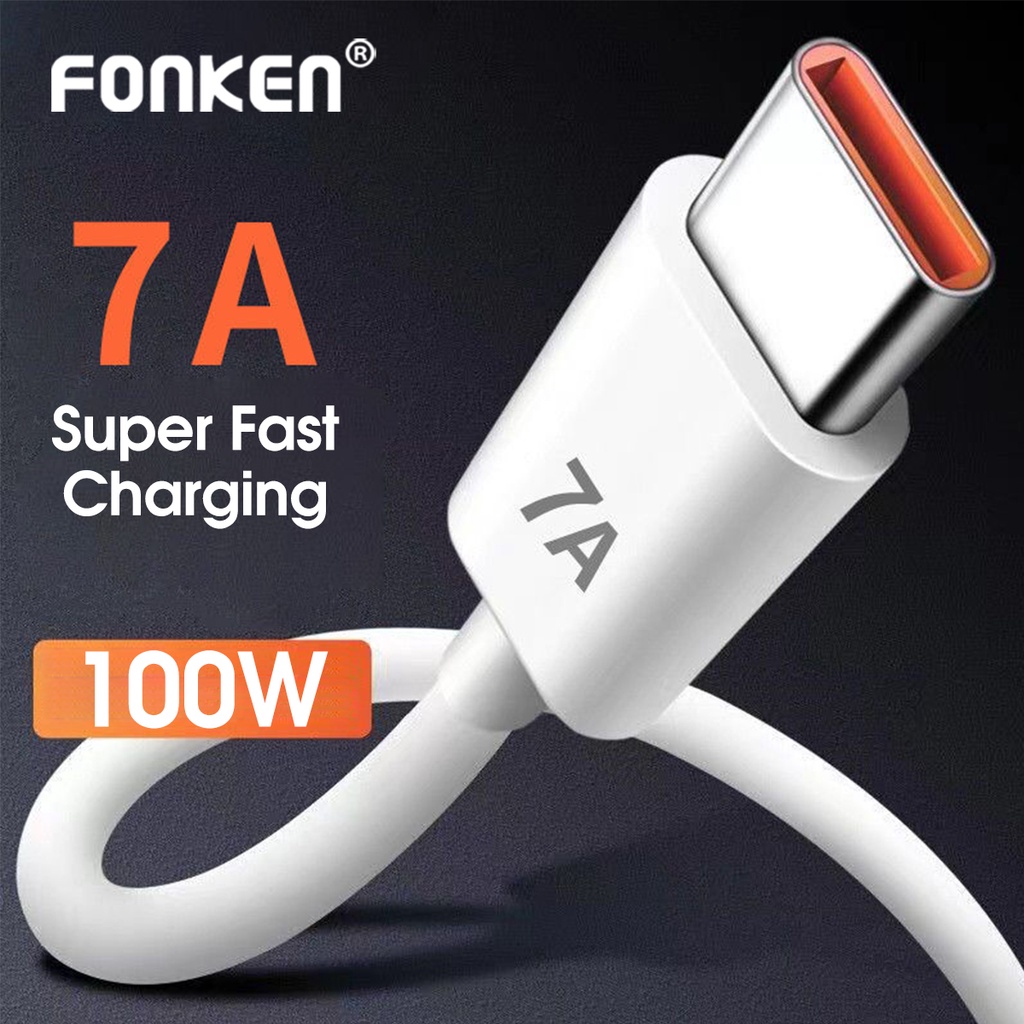 Fonken สายชาร์จ USB Type C 7A 100W ชาร์จเร็วมาก สําหรับ Huawei P50 Mate 40 Xiaomi Samsung S22 S21