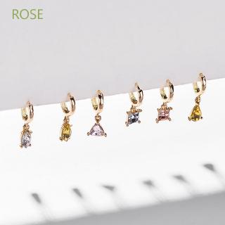 ของขวัญเครื่องประดับแฟชั่นสตรีต่างหูห้อย rose gold 6 ชิ้น/ชุด