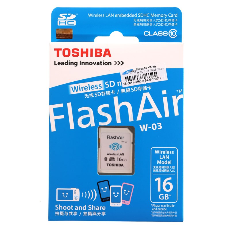 Toshiba FlashAir Wireless SD Card 16GB