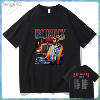 ผ้านุ่ 2022 ใหม่นักร้อง Bad Bunny Tshirt El Ultimo Tour Del Mundo สองด้านพิมพ์กราฟิกเสื้อยืดฤดูร้อนผู้ชายผู้หญิง hip hop