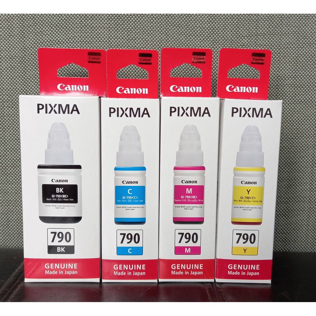 CANON  Gl-790 4สี BK,C,Y,M ของแท้ศูนย์ มีกล่องของใหม่ คุณภาพ100%จัดแพ็ค4ขวด4สี
