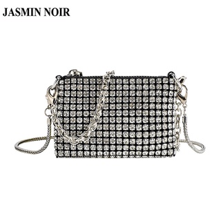 Jasmin NOIR กระเป๋าสะพายข้าง ประดับเพชร พนังโซ่ สําหรับผู้หญิง