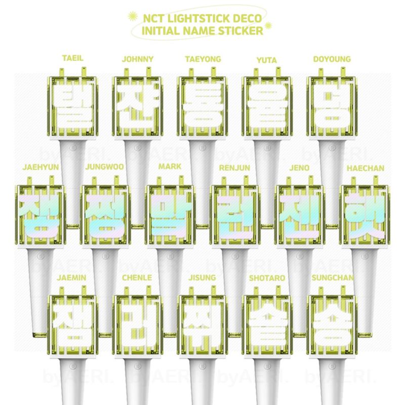 NCT LIGHTSTICK DECO STICKER REFLECTIVE HOLOGRAM INITIAL NAME REGULAR VER. (NCT DREAM 127 U NEOBONG ส