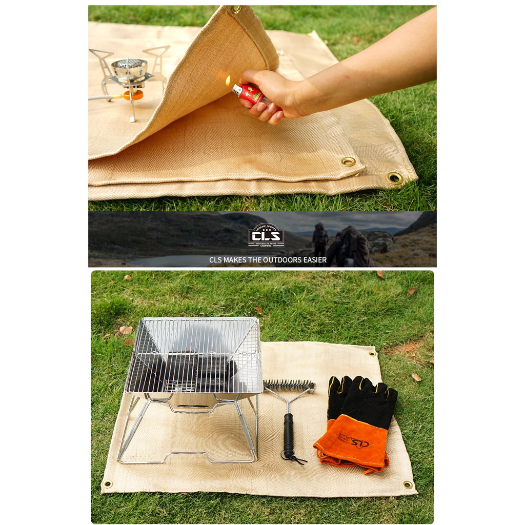 Cheap Camping Fireproof Cloth BBQ Flame Retardant Insulation Mat Blanket  Glass Coated Heat Insulation Pad Outdoors Picnic Barbecue Mat