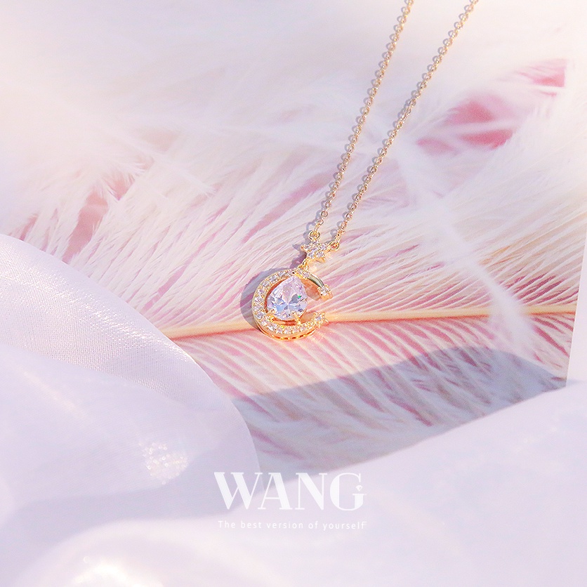 Wj สร้อยคอโซ่ ชุบทอง 18k จี้รูปหยดน้ํา ประดับเพทาย สไตล์เกาหลี แฮนด์เมด เครื่องประดับแฟชั่น สําหรับผู้หญิง