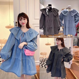 JENIFER DENIM DRESS🖤💙(690฿ฟรีส่ง)  มินิเดรสผ้ายีนส์แท้ ทรงปล่อยๆ ใส่แล้วน่ารักมากก ผ้าดีงามม งานนำเข้านะคะ🇰🇷