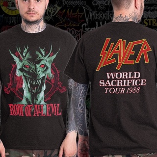 เสื้อยืด พิมพ์ลาย Metal Slayer Root Of All Evil World Sacrifice 1988 สไตล์วินเทจ _048