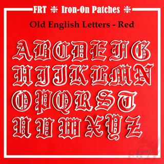 ☸ Old English Letters - Red Iron-on Patch ☸ 1Pc Diy Sew on Iron on Badges Patches