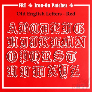 ☸ Old English Letters - Red Iron-on Patch ☸ 1Pc Diy Sew on Iron on Badges Patches