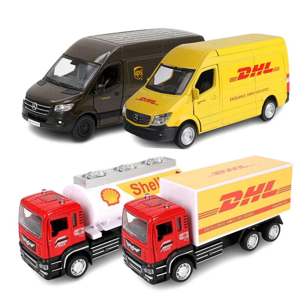โมเดลรถเหล็ก รถตู้ รถบรรทุก รถไปรษณีย์ DHL มีลานวิ่งได้ เปิดประตูได้ รถของเล่น 5430P #