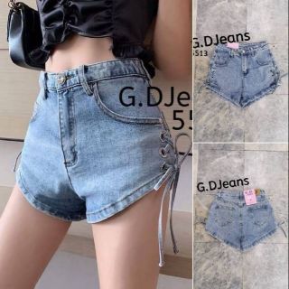 G.D.Jeans รุ่น 5513 กางเกงยีนส์ขาสั้นผ้ายืดเอวกลางต่อตาไก่ทั้งสองข้างแบบเก๋ๆตามเทรน 💦💦