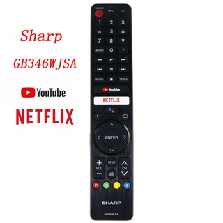 ใหม่ ของแท้ รีโมตคอนโทรลทีวี GB346WJSA สําหรับ Sharp TV พร้อม Voice Fernbedienung Netflix และ YouTube เข้ากันได้กับทีวี GB326WJSA INCOMPLETE Sharp OEM พร้อม Netflix สีดํา GB346WJSA พร้อม Google Search SHWRMC0116 SHW RMC 0117 SHWRMC