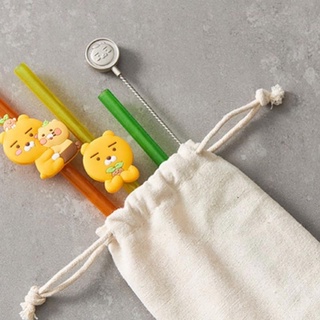 🎟พร้อมส่ง Kakao Friends  Ryan &amp; Choonsik Reusable Straw Set 3P✨🧸