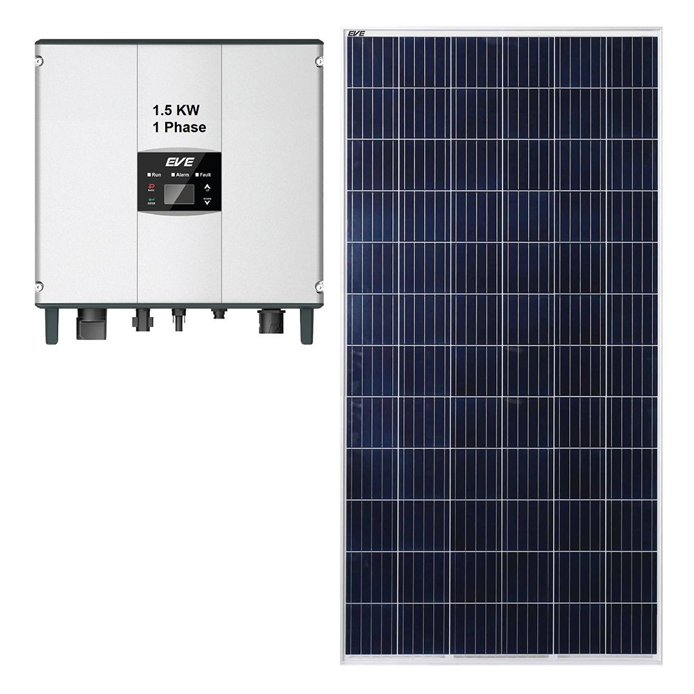 แผงโซล่าเซลล์ ชุดโซล่ารูฟท็อป EVE 1.5KW 1เฟส ระบบโซล่าเซลล์ งานระบบไฟฟ้า SOLAR FOORTOP EVE 1.5KW 1-P