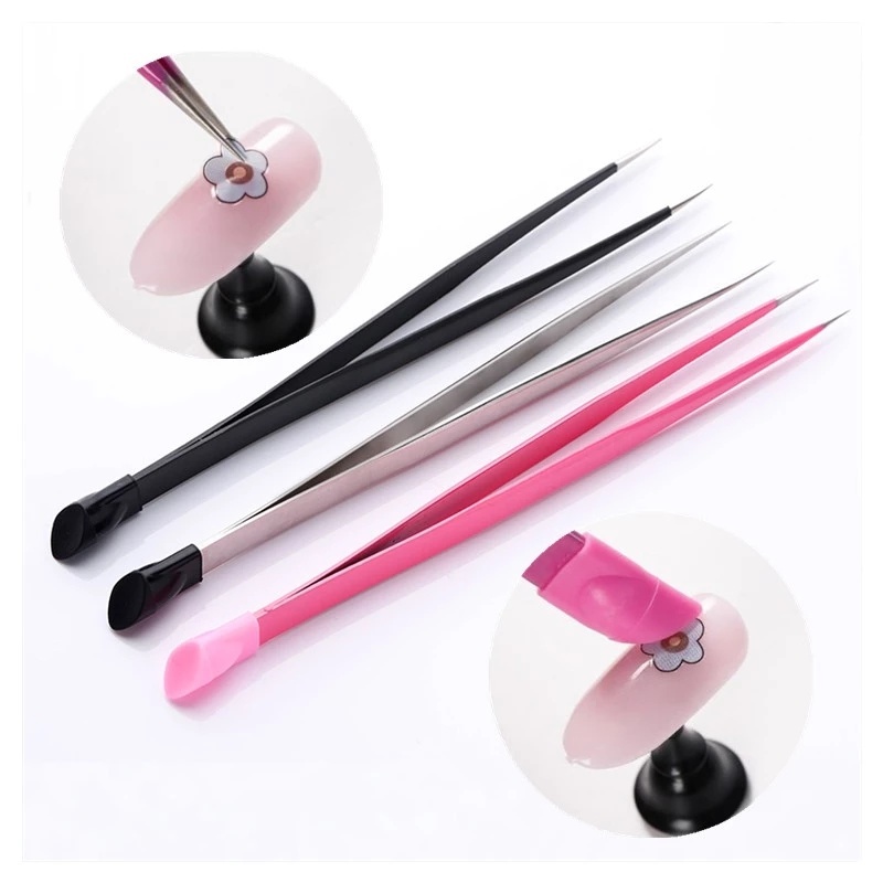 [1Piece Stainless Steel Nail Tweezers with Silicone Pressing Head