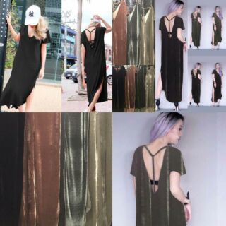 velvet line-T maxidress