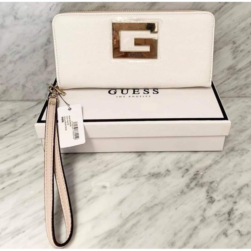 กระเป๋าสตางค์ GUESS Women's Logo Embossed Zip-Around กระเป๋าเงิน กระเป๋าตัง ใบยาว ซิปรอบ จุบัตรเยอะ กระเป๋าผู้หญิง