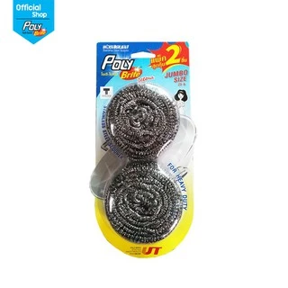 Poly-Brite Ultra โพลี-ไบรท์อัลตร้า ฝอยสเตนเลสแท้ ไม่เป็นสนิม ขัดคราบไหม้ หม้อ กระทะ ทนทาน (25 กรัม x 2 ชิ้น)