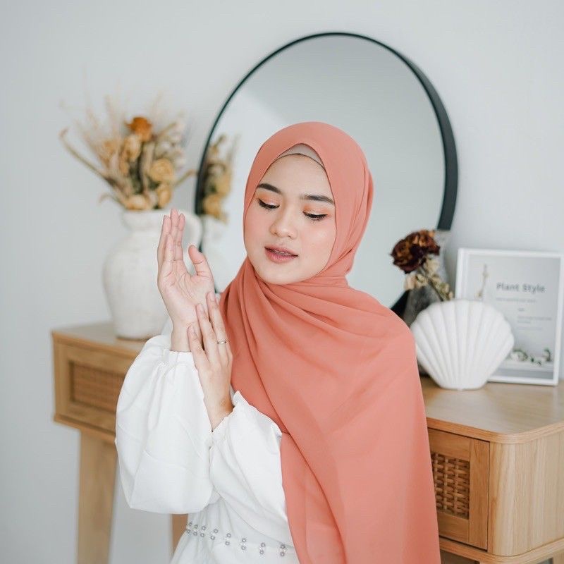 Pashmina Ceruty Babydoll •Salem | Pashmina Ceruty Salem | สีชมพูอ่อน