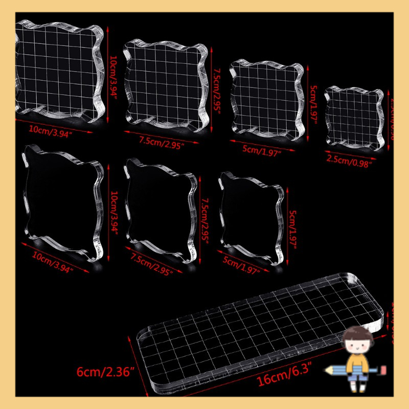 Acrylic Clear Stamping Block Grid and Grip Scrapbook Craft Making Essential Tool