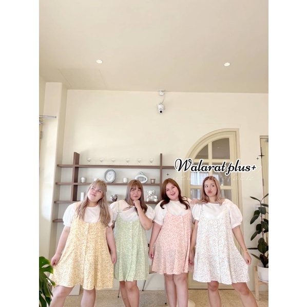 ชุดเอี้ยม​ดอกไม้น่ารักสายปรับระดับได้​ผ้าฝ้ายลินิน #เสื้อผ้าbigsize #เสื้อผ้าplussize #bigsize #เสื้