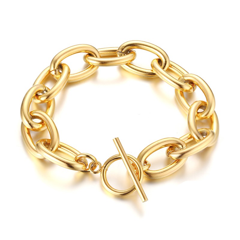 Ladies Gold Elegant Stainless Steel Toggle Bracelet Link Chain Jewelry Gift vnoxjewelry.th