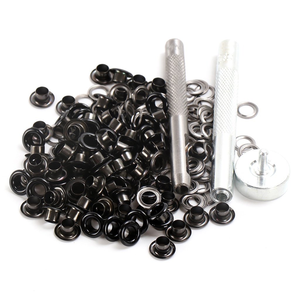 Grommet Tool Kit, Grommet Setting Tool And 100 Sets Black Grommets