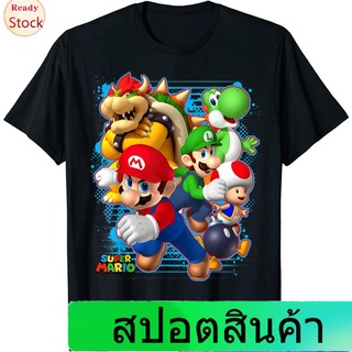 เสื้อยืดลำลอง Nintendo Super Mario Luigi Bowser Spray Paint T-Shirt T-Shirt Sports T-shirt