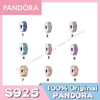 Pandora ลูกปัดเงินสเตอร์ลิง 925 พร้อมคลิปหนีบ สีชมพู สําหรับของขวัญวันเกิดผู้หญิง p825 DIY