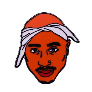 เข็มกลัด ลาย Tupac Shakur Pin Thug Life สไตล์ฮิปฮอป มี 2 ชิ้น