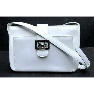 Celine horse carriage white leather shoulder bag vintage