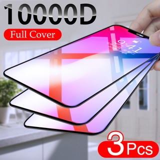 3PCS Full Cover Protective Glass For iPhone 12 Pro Max 12 Mini 11 Pro Max SE 2020 6 6S 7 8 Plus Tempered Glass Full Cover Phone Screen Protector 9H