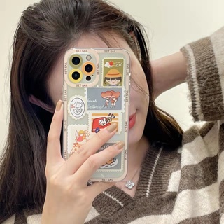 iPhone 13 13pro 13prm iPhone case ins การ์ตูนน่ารักโปร่งใสนุ่มสำหรับ iPhone 11 7Plus 8Plus Xr XS 13 12 Pro MaxTPU กรณี