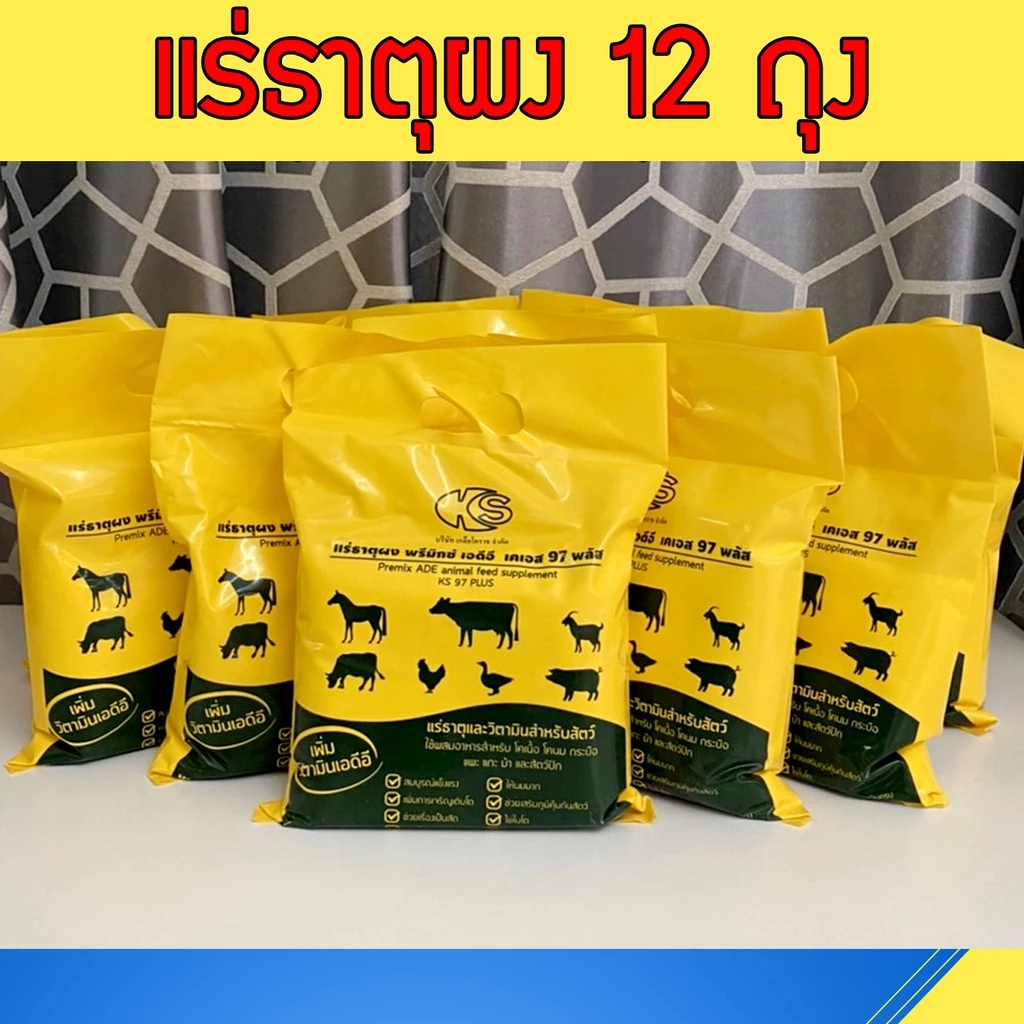 ยกลัง12ถุง แร่ธาตุผง พรีมิกซ์ เอดีอี เคเอส 97 พลัส ใช้ผสมอาหาร สำหรับ โคเนื้อ โคนม