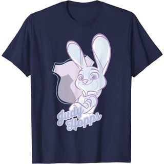 เสื้อยืดผ้าฝ้ายพรีเมี่ยม เสื้อยืด พิมพ์ลายกราฟิก Disney Zootopia Juddy Hopps สีพาสเทล