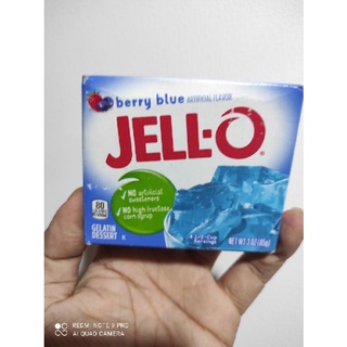 สีฟ้า Jell-o Gelatin Desert Berry Blue วุ้น เจลาติน สำเร็จรูป 85g