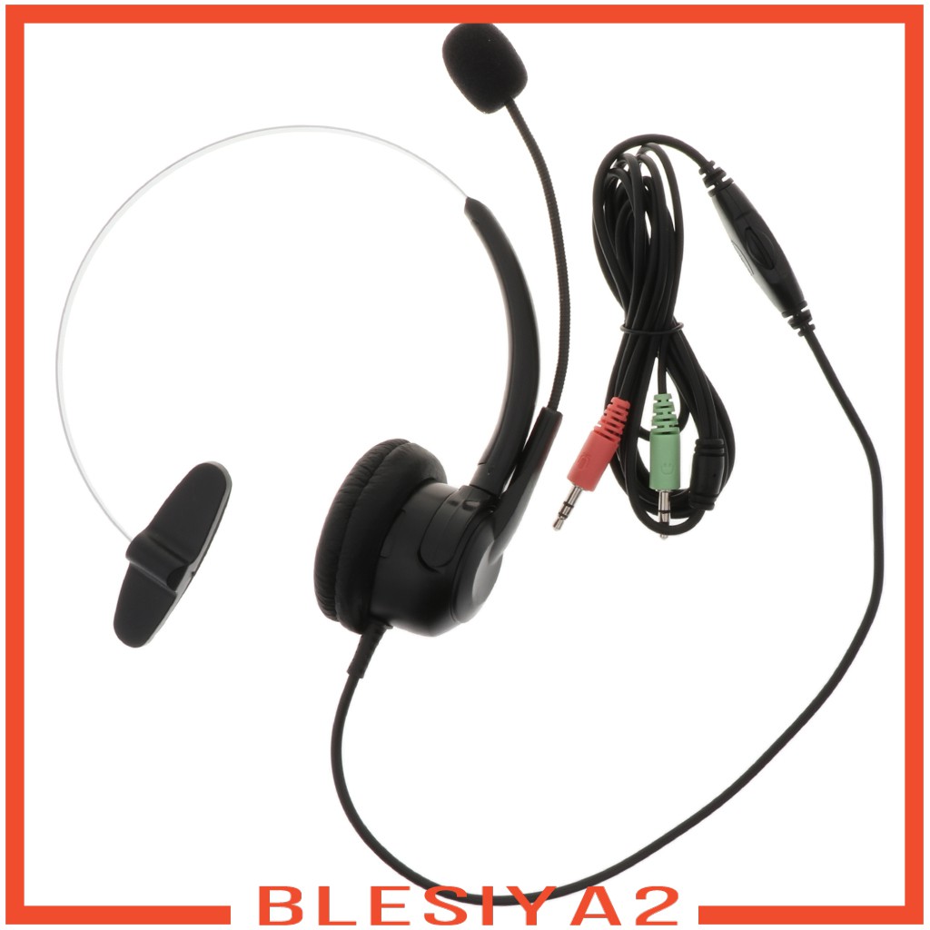 ( Blesiya 2 ) ชุดหูฟัง 3 . 5 มม . Call Center โทรศัพท์พร้อมหูฟังลดเสียงรบกวน Monaural