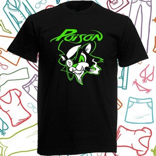 เสื้อยืด พิมพ์ลายโลโก้ Poison Cat Rock Band Legend สีดํา สําหรับผู้ชายS-5XL