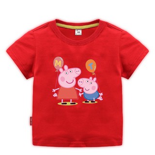 Peppa Pig เด็กชายเด็กชายหญิงเสื้อยืดเด็กฤดูร้อนเสื้อแขนสั้นเสื้อทีออฟเสื้อ Tops