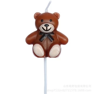 เทียนวันเกิดหมีน่ารัก🐻(พร้อมกล่อง) เทียนวันเกิดน้องหมี(ถุง1ชิ้น(ชมพู))