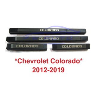 RICH ชายบันไดประตู สีดำ Chevrolet Colorado RG 2012-2019 เชฟโรเลต โคโลราโด้ 4 ประตู คิ้วกันรอย ประตู ชายบันได สคัพเพลท