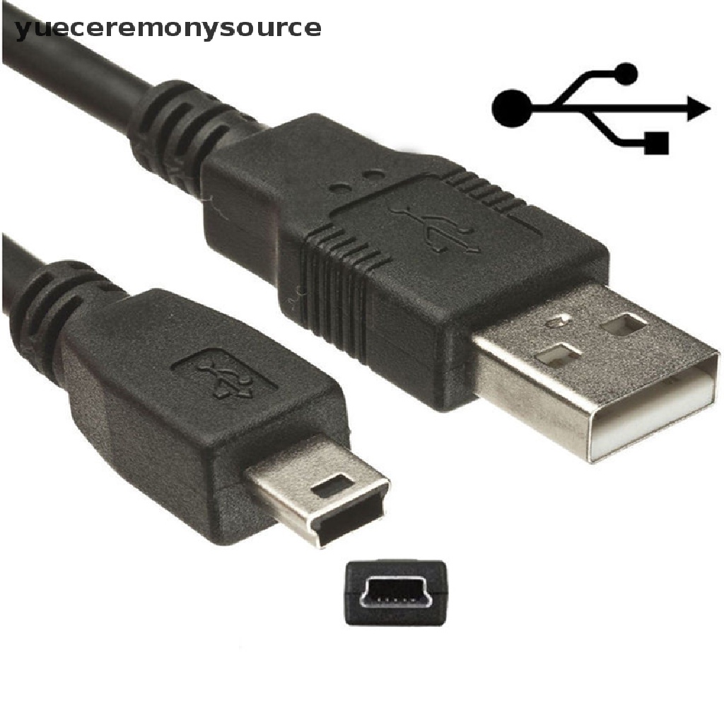 yuecere 1.8M USB 2.0 Black 5-Pin Data Charger Cable สําหรับเกมคอนโทรลเลอร์ไร้สาย