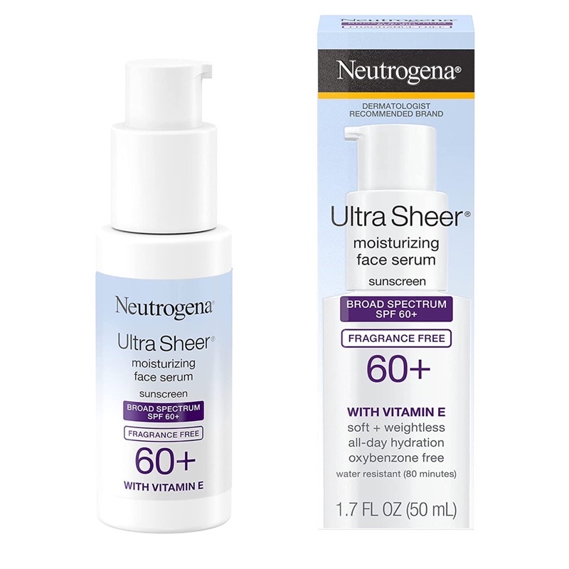 Neutrogena Ultra Sheer Moisturizing Serum, Vitamin E, Spf 60+ 1.7 fl oz